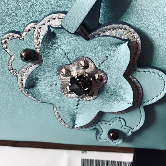 MCM-AUTHENTIC NWT Blue Satchel-Swarovski Crystals - Picture 7 of 16